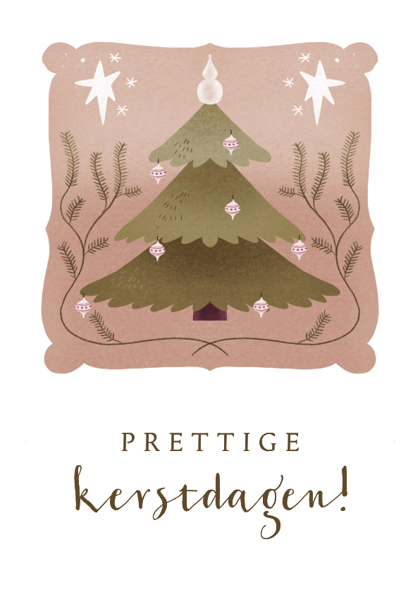 Kerstkaart met kerstboom in natuurlijke kleuren - Kerstkaarten Kerstkaarten - Kerstkaart met kerstboom in natuurlijke kleuren