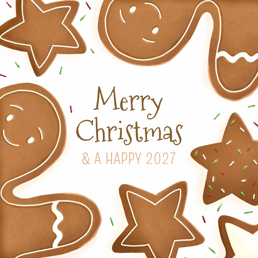 Kerstkaart met kerstkoekjes - Kerstkaarten Kerstkaarten - Kerstkaart met kerstkoekjes