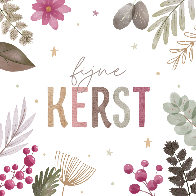 Kerstkaarten - Kerstkaart met kleurrijke waterverf tekst