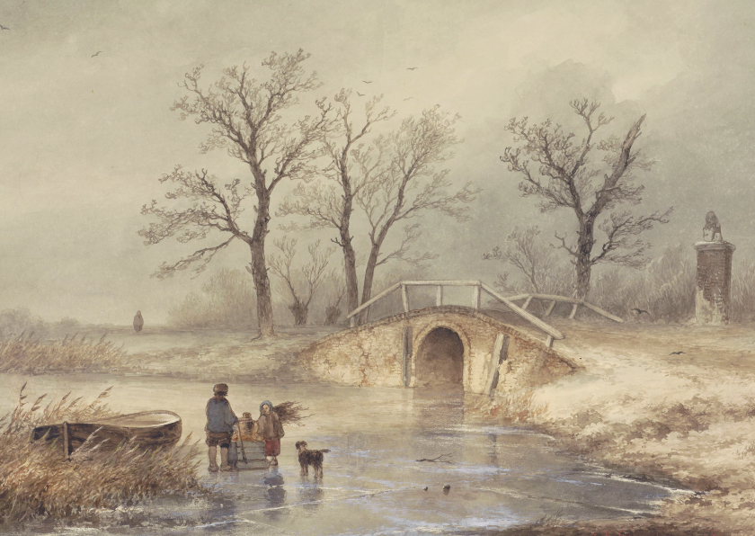 Kerstkaart met kunst van Johannes F Hoppenbrouwers winter - Kerstkaarten Kerstkaarten - Kerstkaart met kunst van Johannes F Hoppenbrouwers winter