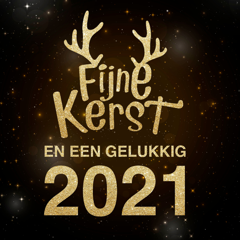 Kerstkaart met letters van goud en hip gewei - Kerstkaarten Kerstkaarten - Kerstkaart met letters van goud en hip gewei