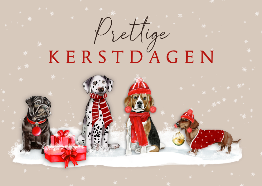 Kerstkaarten - Kerstkaart met leuke hondjes 
