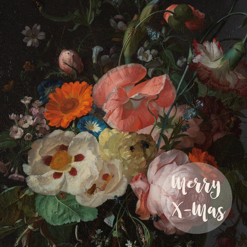 Kerstkaart met mooie vintage bloemen - Kerstkaarten Kerstkaarten - Kerstkaart met mooie vintage bloemen
