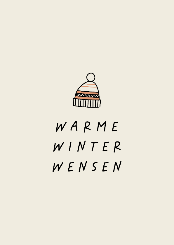 Kerstkaarten - Kerstkaart met muts warme winter wensen