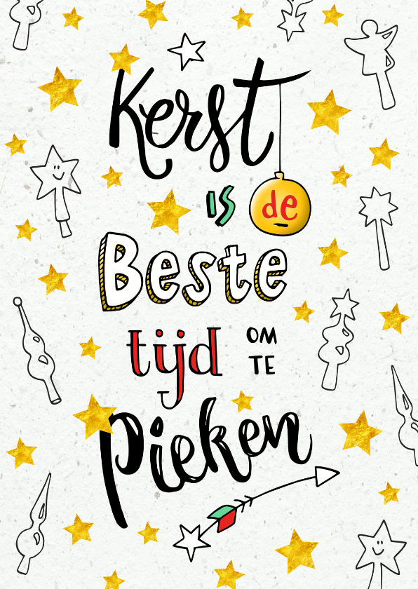 Kerstkaart met pieken - Kerstkaarten Kerstkaarten - Kerstkaart met pieken