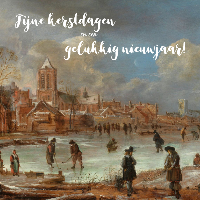 Kerstkaarten - Kerstkaart met schilderij Aert van der Neer