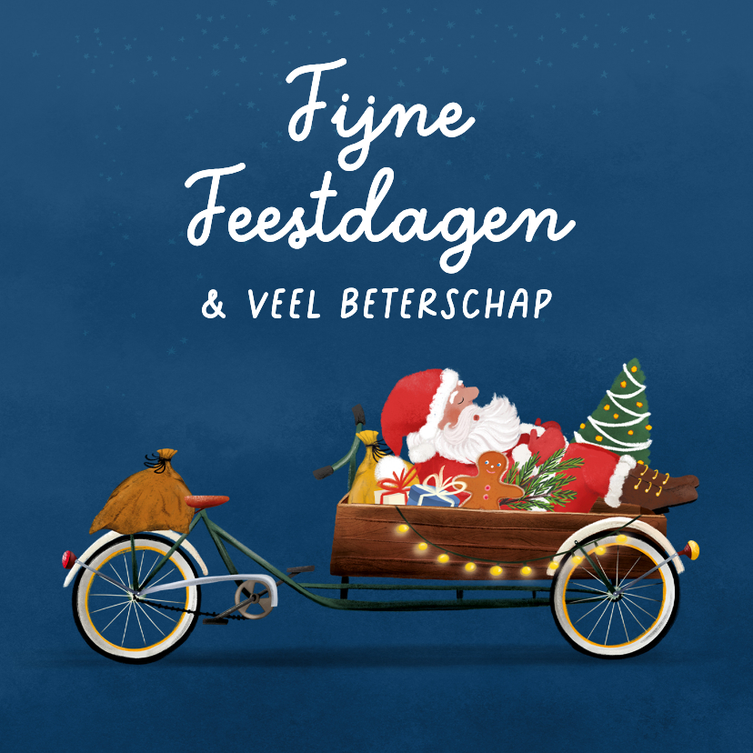 Kerstkaarten - Kerstkaart met slapende kerstman
