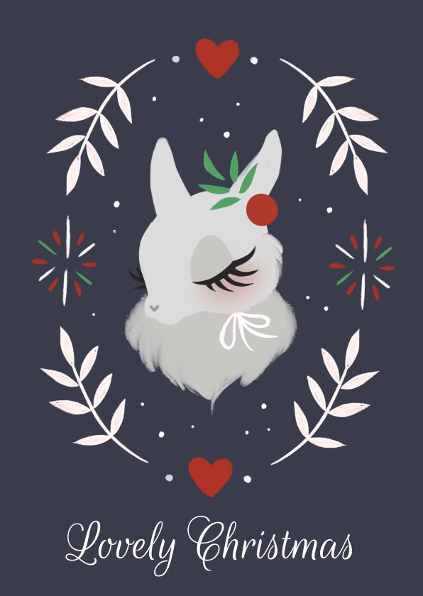 Kerstkaart met sneeuwkonijntje - Kerstkaarten Kerstkaarten - Kerstkaart met sneeuwkonijntje