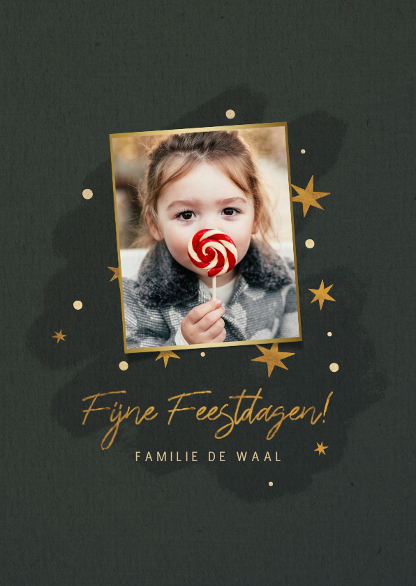 Kerstkaart met sterren, foto en fijne feestdagen - Kerstkaarten Kerstkaarten - Kerstkaart met sterren, foto en fijne feestdagen