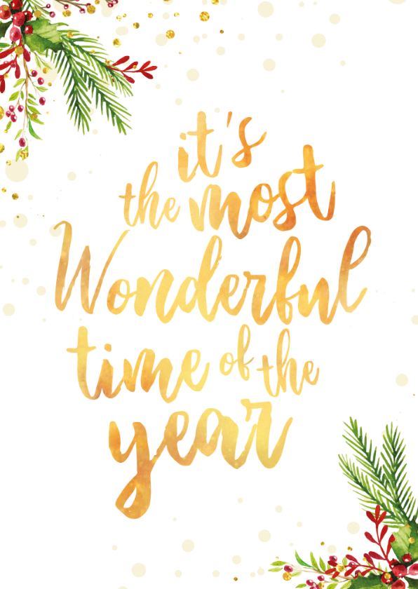 Kerstkaart met tekst 'the most wonderful time of the year' - Kerstkaarten Kerstkaarten - Kerstkaart met tekst 'the most wonderful time of the year'