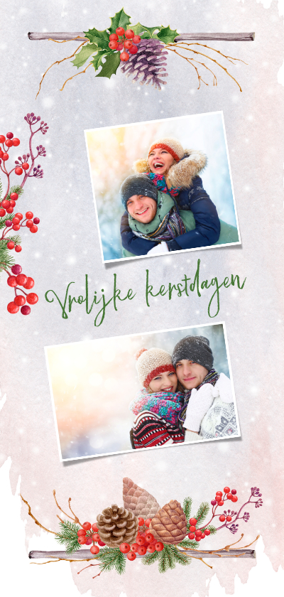 Kerstkaart met traditioneel kerstgroen - Kerstkaarten Kerstkaarten - Kerstkaart met traditioneel kerstgroen