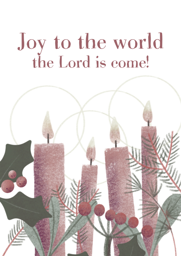 Kerstkaarten - Kerstkaart met vier kaarsen en christelijke tekst