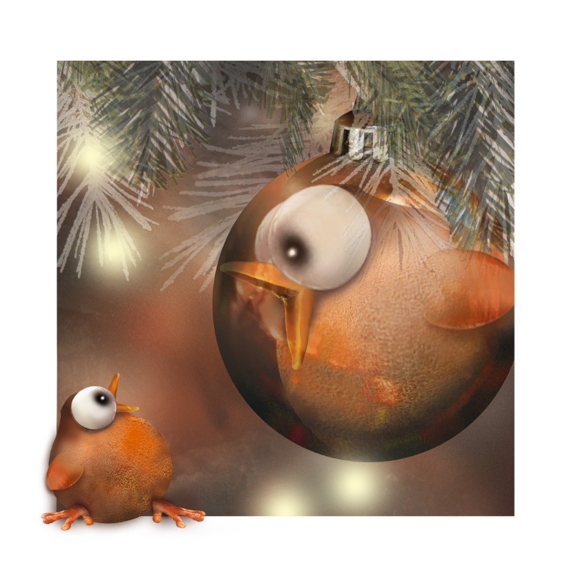 Kerstkaart met vogeltje - Kerstkaarten Kerstkaarten - Kerstkaart met vogeltje