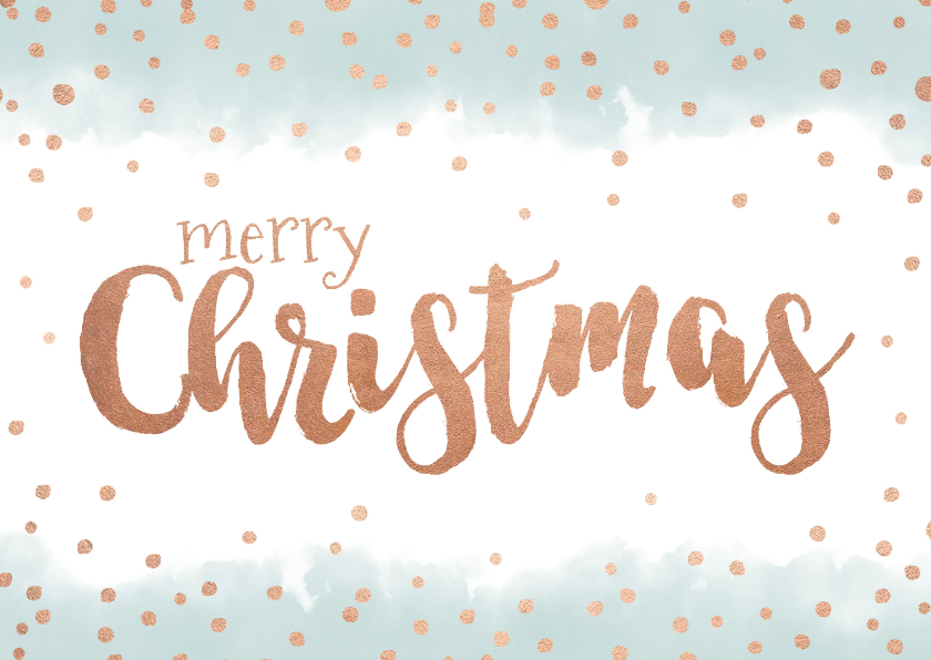 Kerstkaart met waterverf en goudkleurige handlettering - Kerstkaarten Kerstkaarten - Kerstkaart met waterverf en goudkleurige handlettering