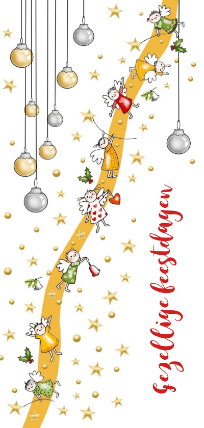 Kerstkaart mini engeltjes - Kerstkaarten Kerstkaarten - Kerstkaart mini engeltjes