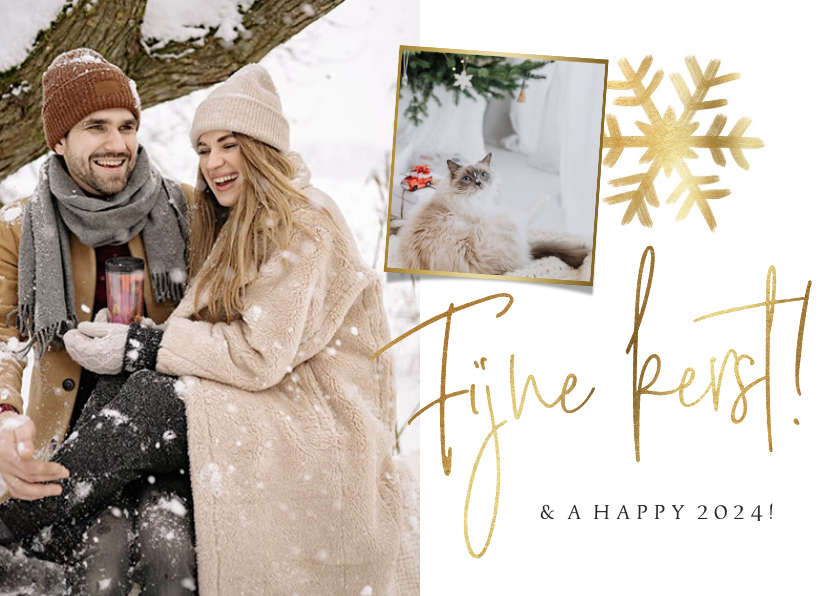 Kerstkaart minimalistisch goudlook kerstster foto - Kerstkaarten Kerstkaarten - Kerstkaart minimalistisch goudlook kerstster foto