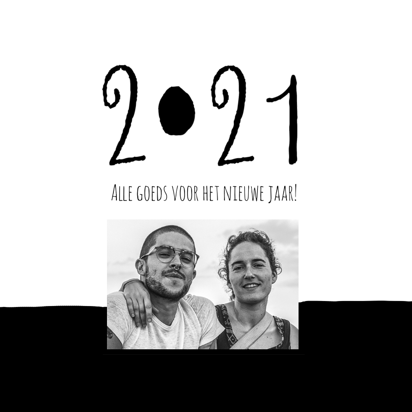Kerstkaart modern 2020-2021, eenvoudig zwartwit met foto - Kerstkaarten Kerstkaarten - Kerstkaart modern 2020-2021, eenvoudig zwartwit met foto