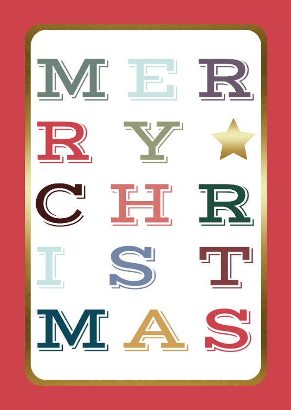 Kerstkaart modern Merry Christmas Happy New Year - Kerstkaarten Kerstkaarten - Kerstkaart modern Merry Christmas Happy New Year