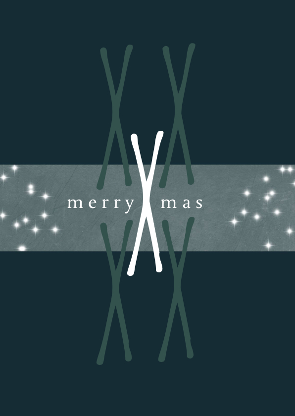 Kerstkaart modern, merry Xmas. X als patroon en sterretjes - Kerstkaarten Kerstkaarten - Kerstkaart modern, merry Xmas. X als patroon en sterretjes