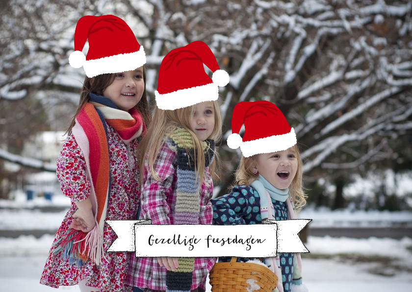 Kerstkaart mutsen eigen foto - Kerstkaarten Kerstkaarten - Kerstkaart mutsen eigen foto