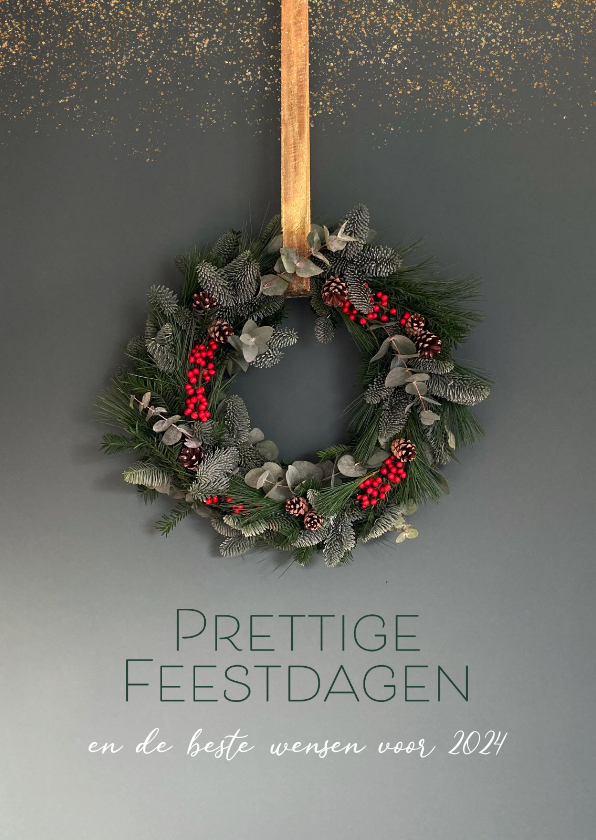Kerstkaart natuurlijk gebonden kerstkrans - Kerstkaarten Kerstkaarten - Kerstkaart natuurlijk gebonden kerstkrans