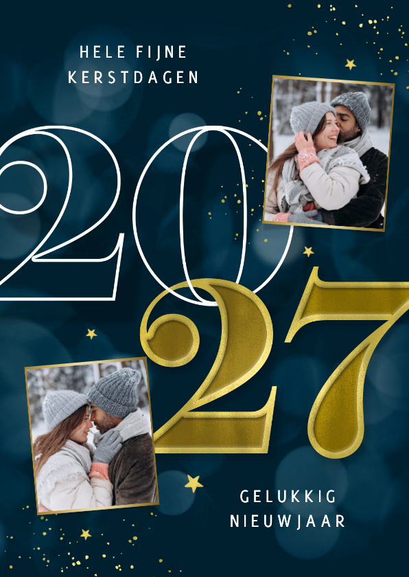 Kerstkaarten - Kerstkaart nieuwjaarskaart 2027 foto sterren