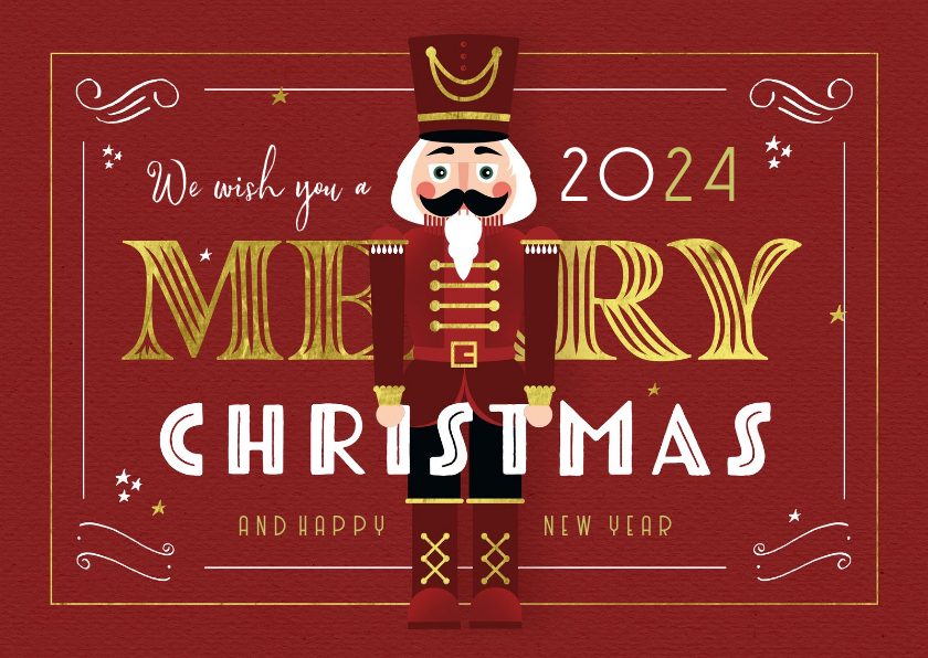 Kerstkaart nutcracker vintage retro merry christmas - Kerstkaarten Kerstkaarten - Kerstkaart nutcracker vintage retro merry christmas