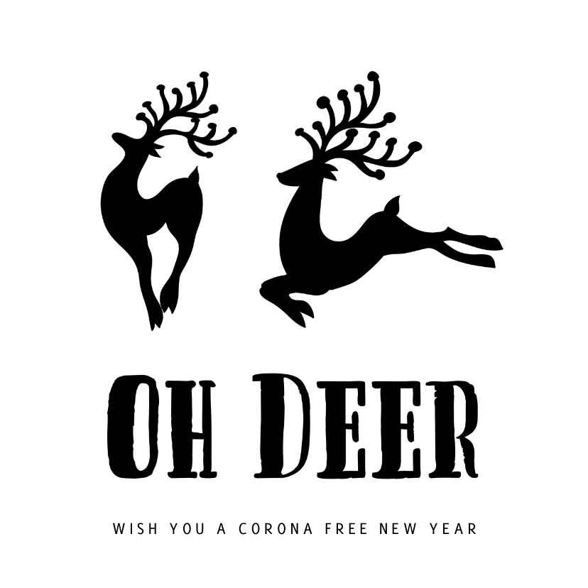 Kerstkaart Oh Deer Zwart Wit - cornafree - Kerstkaarten Kerstkaarten - Kerstkaart Oh Deer Zwart Wit - cornafree