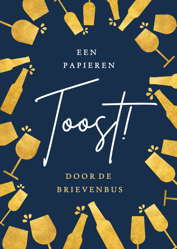 Kerstkaarten - Kerstkaart papieren toost door de brievenbus