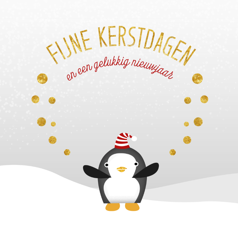 Kerstkaart Pinguin Kerstmuts - Kerstkaarten Kerstkaarten - Kerstkaart Pinguin Kerstmuts