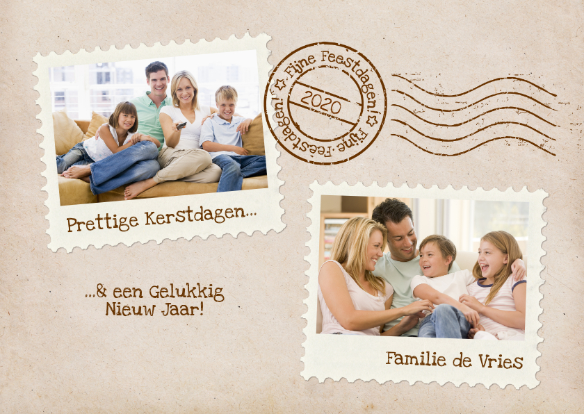 Kerstkaart Postkaart Stempel Twee Fotos - Kerstkaarten Kerstkaarten - Kerstkaart Postkaart Stempel Twee Fotos