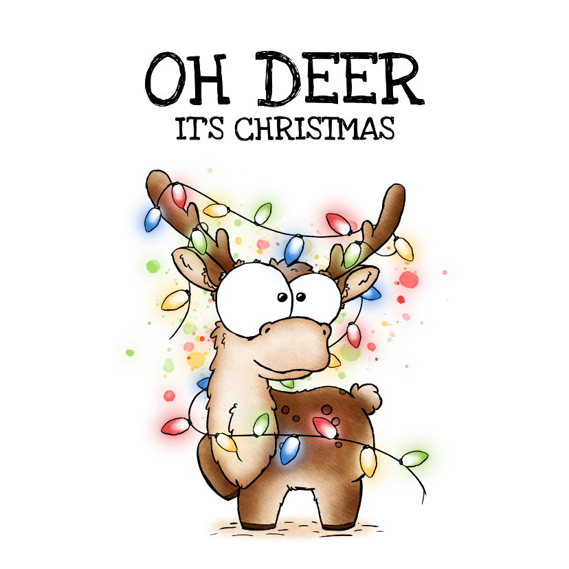 Kerstkaart rendier - Oh deer it's christmas! - Kerstkaarten Kerstkaarten - Kerstkaart rendier - Oh deer it's christmas!