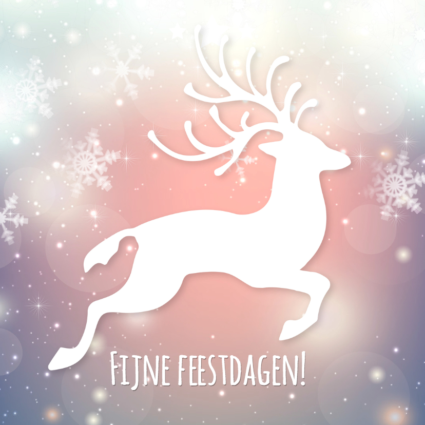 Kerstkaart Rendier op pastelkleurige achtergrond - Kerstkaarten Kerstkaarten - Kerstkaart Rendier op pastelkleurige achtergrond
