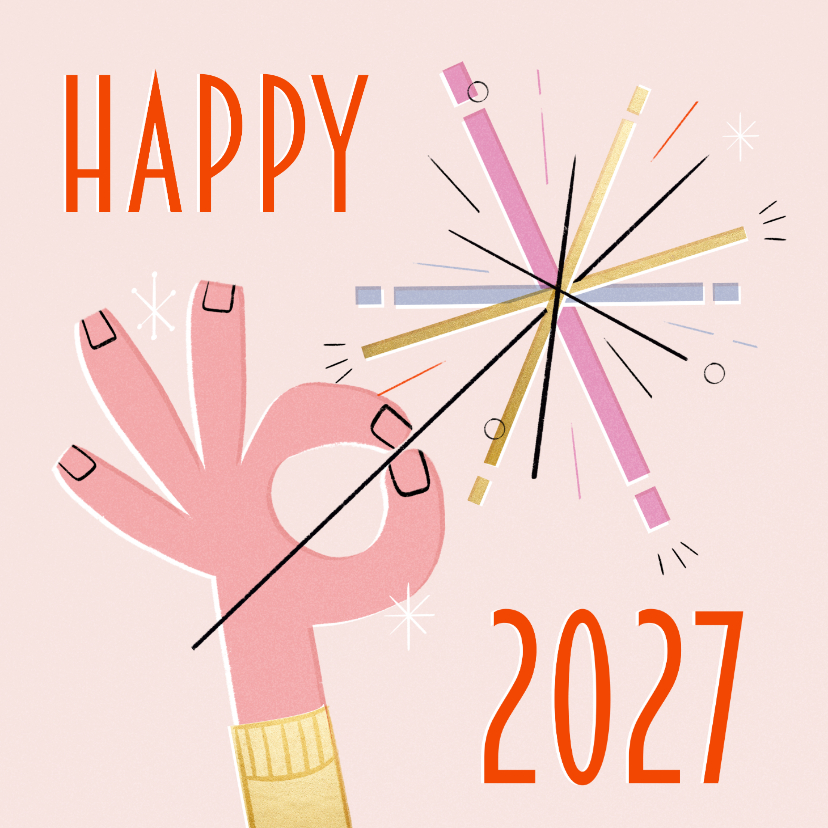 Kerstkaart retro vuurwerk happy 2027 nieuwjaar - Kerstkaarten Kerstkaarten - Kerstkaart retro vuurwerk happy 2027 nieuwjaar
