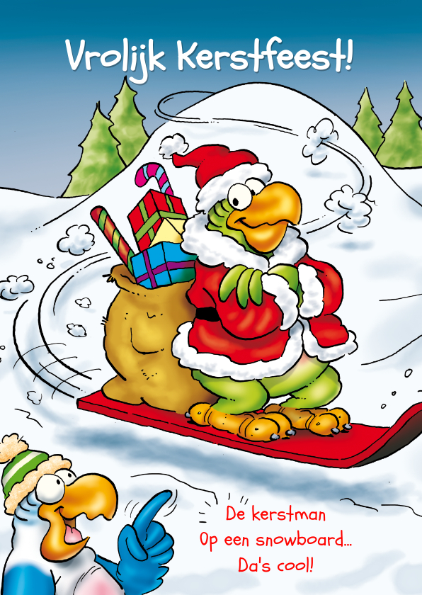 Kerstkaart Rocco snowboard - Kerstkaarten Kerstkaarten - Kerstkaart Rocco snowboard