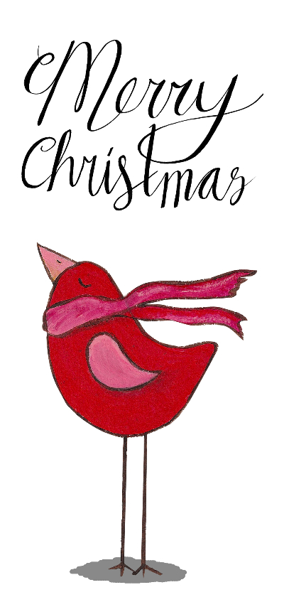 Kerstkaart rode vogel - Kerstkaarten Kerstkaarten - Kerstkaart rode vogel