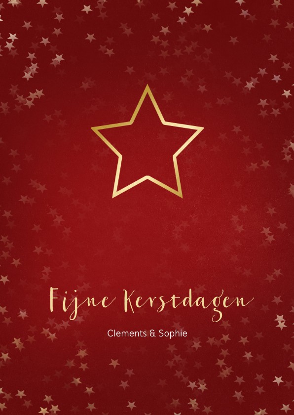 Kerstkaart rood met kerstster van goud - Een gouden kerst - Kerstkaarten Kerstkaarten - Kerstkaart rood met kerstster van goud - Een gouden kerst