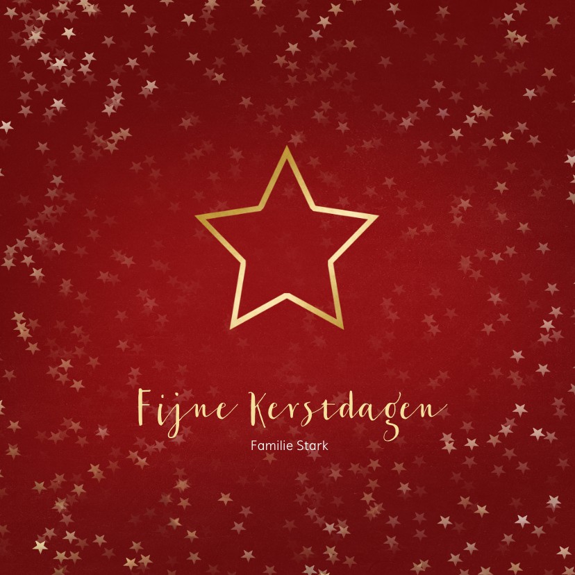 Kerstkaart rood met ster van goud - Een gouden kerst - Kerstkaarten Kerstkaarten - Kerstkaart rood met ster van goud - Een gouden kerst
