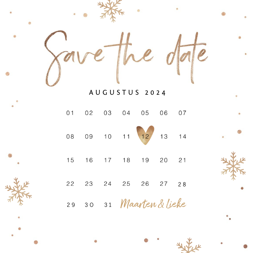 Kerstkaart save the date goud confetti sneeuwvlokken foto - Kerstkaarten Kerstkaarten - Kerstkaart save the date goud confetti sneeuwvlokken foto