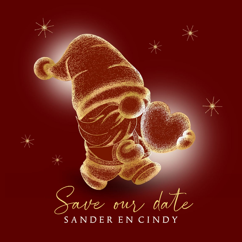 Kerstkaart Save the Date met kabouter - Kerstkaarten Kerstkaarten - Kerstkaart Save the Date met kabouter