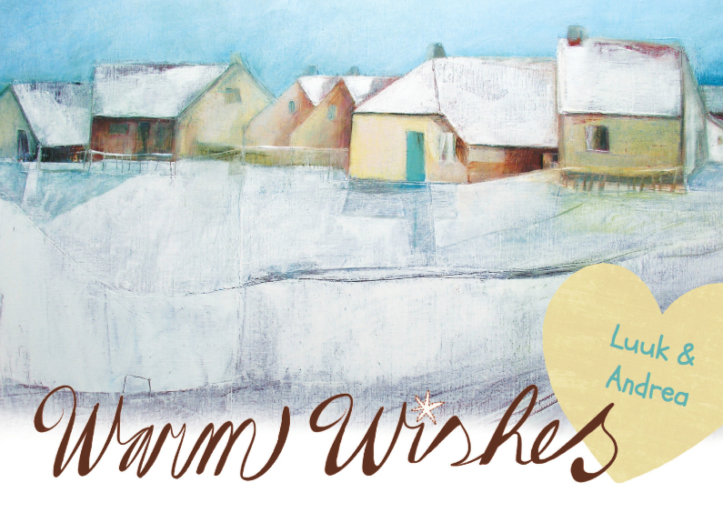 Kerstkaart schilderij huizen - Kerstkaarten Kerstkaarten - Kerstkaart schilderij huizen