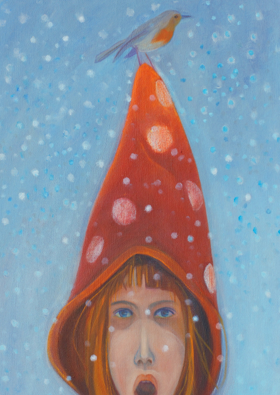 Kerstkaart schilderij roodborst - Kerstkaarten Kerstkaarten - Kerstkaart schilderij roodborst