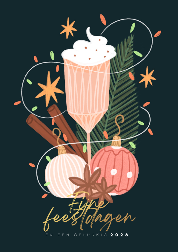 Kerstkaarten - Kerstkaart schnaps en kaneel