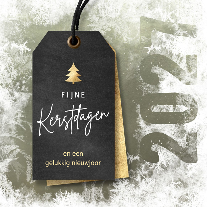 Kerstkaart sneeuw met label - Kerstkaarten Kerstkaarten - Kerstkaart sneeuw met label
