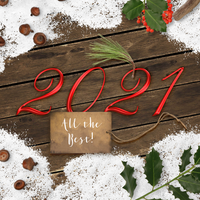 Kerstkaart sneeuw op hout 2021 - Kerstkaarten Kerstkaarten - Kerstkaart sneeuw op hout 2021