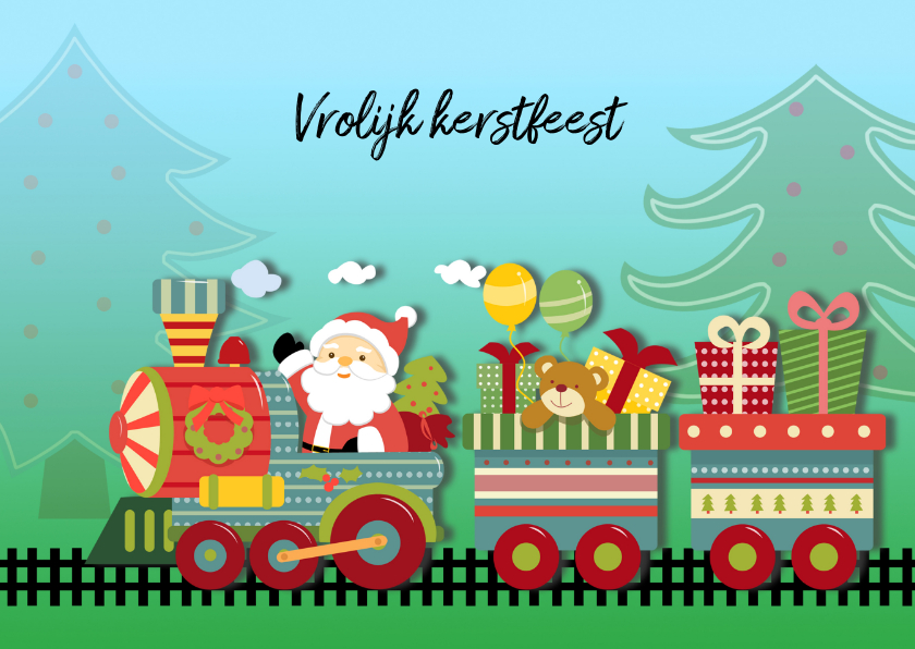 Kerstkaart speelgoedtrein - Kerstkaarten Kerstkaarten - Kerstkaart speelgoedtrein