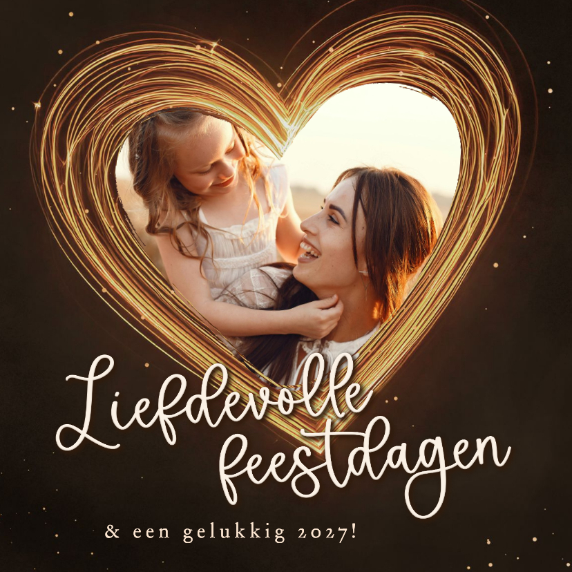 Kerstkaart sprankelend hart liefdevolle kerst met foto - Kerstkaarten Kerstkaarten - Kerstkaart sprankelend hart liefdevolle kerst met foto
