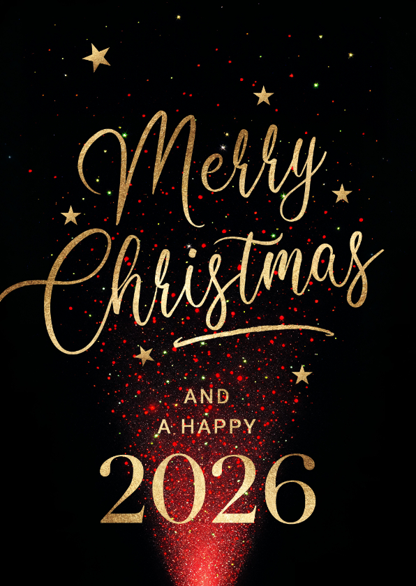 Kerstkaarten - Kerstkaart sprankelend rood vuurwerk