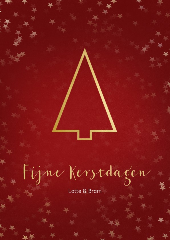 Kerstkaart staand rood gouden kerstboom - Een gouden kerst - Kerstkaarten Kerstkaarten - Kerstkaart staand rood gouden kerstboom - Een gouden kerst