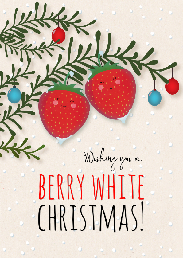 Kerstkaart staand strawberry Berry White Christmas - Kerstkaarten Kerstkaarten - Kerstkaart staand strawberry Berry White Christmas